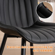 Set of 2 Faux Leather Dining Chairs High Back Padded Metal Leg Kitchen Chairs UK
