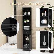 Freestanding Bathroom Storage Cabinet with 3 Open Shelves-Black