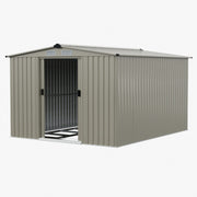10 x 8FT Garden Shed Metal Apex Roof Outdoor Storage House With Free Foundation