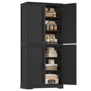 Pantry Cupboard, 180 cm Tall Kitchen Storage Cabinet with 4 Wooden Doors
