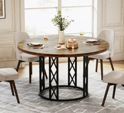 Round Dining Table for 4-6 People,120 cm Farmhouse Kitchen Table for Dining Room