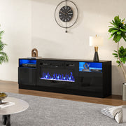 70inch Black TV Stand Cabinet Electric Fireplace Unit 12 LED Colour Fire Flame