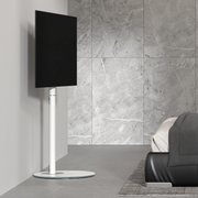 FITUEYES Minimalism White TV Stand for 32-60 Inch Tall TV Floor Stand Base Glass