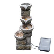 Garden Water Feature Outdoor Solar Powered LED Fountain 5-Tier Bowl Teamson