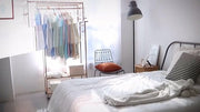 Heavy Duty Wooden Clothes Rail Rack Garment Hanging Stand Corner Open Wardrobe