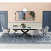 Akante Chicago Grey Swivel Dining Chairs Fabric PU Set of 2 Kitchen 83cm H