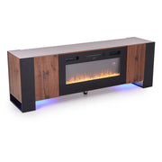 Wooden TV Stand Cabinet Unit with Electric Fireplace 12 Colour LED Fire Heater