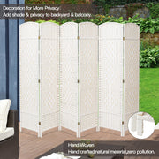 6 Panel Weave Wicker Room Divider Hand Made Privacy Screen/Separator/Partition