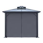 XL Hardtop Gazebo Garden Pavilion Metal Frame Polycarbonate Roof with Curtains