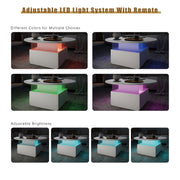 LED Coffee Table with 2 Drawers Cocktail Sofa Center Table for Living Room