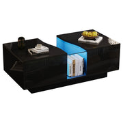 Led Coffee Table with 2 Drawer Storage, High Gloss Coffee Table for Living Room