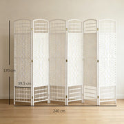 6 Panel Room Divider Folding Privacy Screen with Pine Wood Frame Refurbished