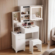 Dressing Table With Drawers Mirror Stool Set Makeup Desk Vanity Table Bedroom