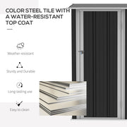 Garden Storage Shed, Sloped Roof, Lockable Door Grey, 142 x 84 x 189cm