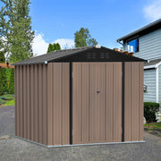 6ft x 8ft Garden Shed Metal Tool Sheds Outdoor Storage House Tools Box with Base