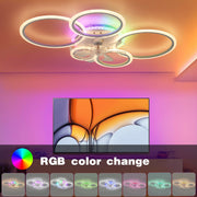 RGB LED Ceiling Fan Light Dimmable Chandelier Living Room Lamp W/ Remote Control