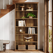 6-Tier Modern Bookshelf 75-Inch Tall Bookcases Wood Freestanding Display Shelves