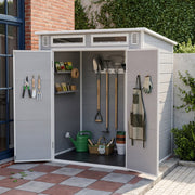 6X4FT Plastic Garden Storage Shed Outdoor Tool House With Floor & Lockable Doors