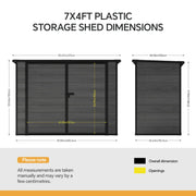 Wood Effect Plastic Garden Storage Shed Outdoor Storage House Tool Sheds 7 x 4FT