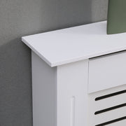 Kensington Radiator Cover Modern Traditional Horizontal Slat Cabinet MDF White