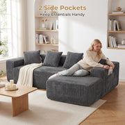 JUMBO CORD MODULAR L SHAPE CORNER SOFA 4 SEATER FURNITURE SETTEE SUITE POUFFE UK