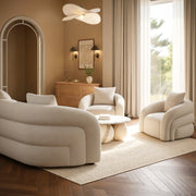 Cream Boucle Modern Curved 3 Seater Sofa - Zuri ZRI012