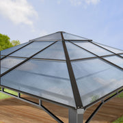 4x4 m Garden Gazebo outdoor pavilion aluminium frame hardtop polycarbonat roof