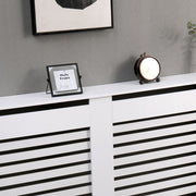 Kensington Radiator Cover Modern Traditional Horizontal Slat Cabinet MDF White