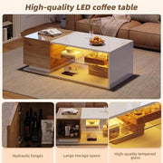 Led Coffee Table With 2 Drawer Storage, High Gloss Coffee Table For Living Room