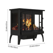 Black 2000W Electric Fireplace Fire Flame Effect Heater Log Burner Stove Standin