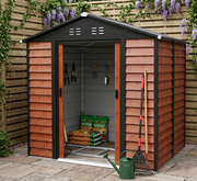 8 x 6FT Garden Shed Double Doors Metal Apex Roof Outdoor Storage House 4 Vents