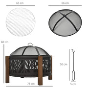 2-in-1 Outdoor Fire Pit Bowl with BBQ Grill Grate 30