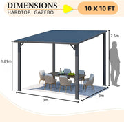 Aluminium Lean to Gazebo Outdoor Metal Harodtop Wall-Mounted Heavy Duty Pergolas