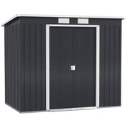 7 x 4ft Metal Garden Storage Shed w/ Double Door Dark Grey