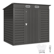 6.3 x 4.3FT Galvanised Metal Garden Shed with Lockable Door, Grey