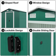 Metal Garden Shed 6X4ft Outdoor Garden Storage Shed w/ Double Sliding Door