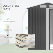 Outdoor Storage Shed, Sliding Door, Sloped Roof 152 x 132 x 188 cm, Gre