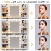Dressing Table With 8 Shelves LED Mirror Set Makeup Desk Vanity Table Bedroom