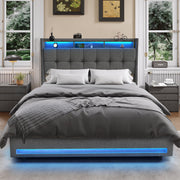 NEW OTTOMAN STORAGE UPHOLSTERED BED FRAME 4FT6 DOUBLE WITH USB PORT & LED LIGHT