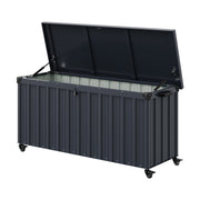 550L Metal Storage Box with Wheels Garden Outdoor Shed Utility Cushion Chest UK