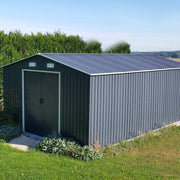 12X10FT Metal Steel Garden Shed Apex Roof W/ Barn Tool Storage House Ventilation