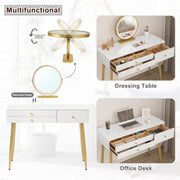 Dressing Table with LED Mirror and Stool 3 Drawers Makeup Vanity Desk Bedroom