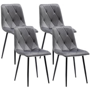 4X Dining Chairs Set Faux Suede Leather Padded Seat Metal Legs Kitchen Office
