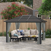 3.6 x 4m Aluminium Hardtop Gazebo Canopy with Polycarbonate Roof & Sidewalls
