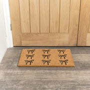 Black Bow Detail PVC Backed Coir Doormat 60cm x 40cm Christmas Ribbon Doormat