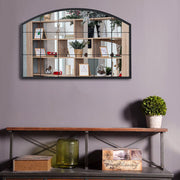 Large Arched Window Garden Décor Mirror Wall Mounted Metal Indoor Outdoor Decor