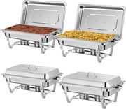 WILPREP 4 Pack Chafer Chafing Dish Set 9L Stainless Steel Bain Marie Food Warmer