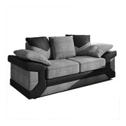 Corner Sofa Dino Jumbo Cord Suite 3 Seater 2 Seater Couch & Footstool Grey/Black