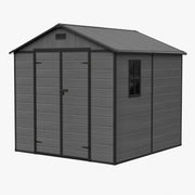8x8FT Plastic Garden Shed Outdoor Tool Storage House with Floor & Lockable Doors