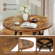 GYMAX 47 Inch Dining Table Round Kitchen Table for 4-6 People Brown